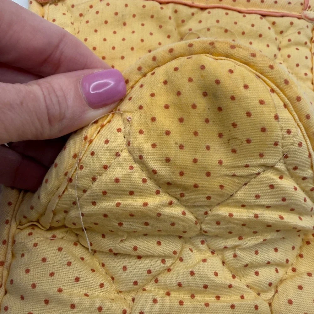 Vintage Franco Mushroom Floral Oven Mitt Yellow Polka Dot Cottagecore Retro‎